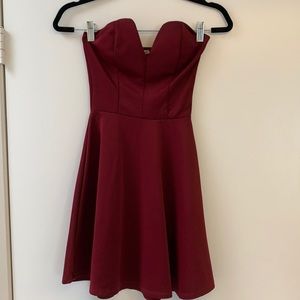Maroon strapless dress